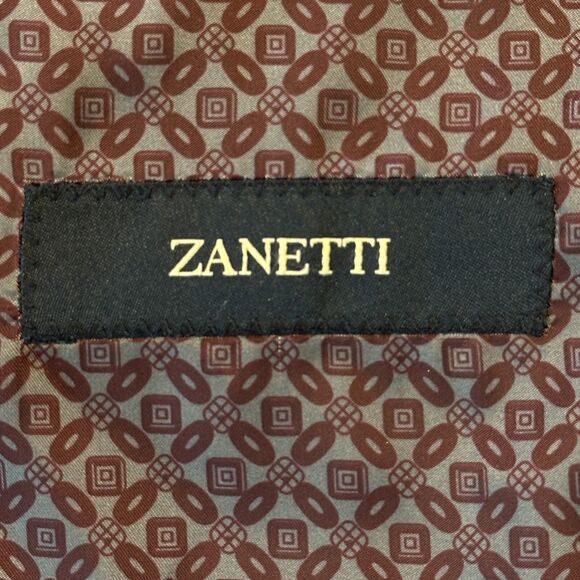 ZANETTI Mens 2 Piece Suit Blazer Jacket 48L Pant 40Wx30L WOOL Gray Windowpane - Picture 15 of 16